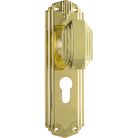 Door Knob Napier Art Deco Euro Pair Polished Brass H178xW54xP50mm in Polished Brass