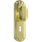 Door Knob Napier Art Deco Lock Pair Polished Brass H178xW54xP50mm in Polished Brass