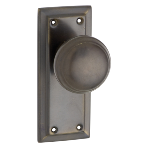 Door Knob Richmond Latch Pair Antique Brass H125xW50xP62mm in Antique Brass