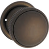 Door Knob Milled Edge Round Rose Pair Antique Brass D45xP46mm BP45mm in Antique Brass