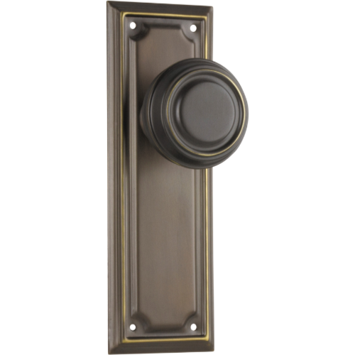 Door Knob Edwardian Latch Pair Antique Brass H185xW60xP57mm in Antique Brass