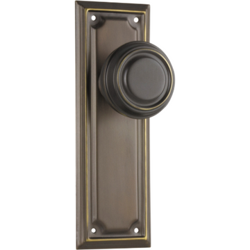 Door Knob Edwardian Latch Pair Antique Brass H185xW60xP57mm in Antique Brass
