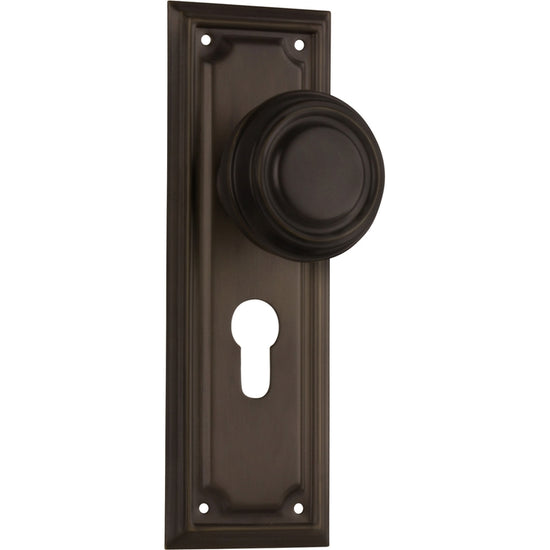 Door Knob Edwardian Euro Pair Antique Brass H185xW60xP57mm in Antique Brass