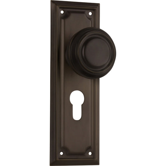 Door Knob Edwardian Euro Pair Antique Brass H185xW60xP57mm in Antique Brass