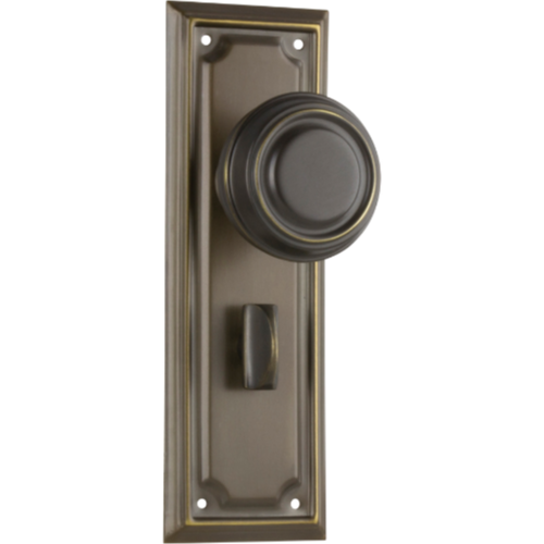 Door Knob Edwardian Privacy Pair Antique Brass H185xW60xP57mm in Antique Brass
