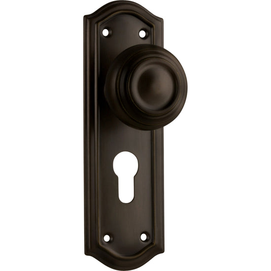 Door Knob Kensington Euro Pair Antique Brass H175xP57xW58mm in Antique Brass