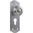 Door Knob Kensington Euro Pair Satin Chrome H175xP57xW58mm in Satin Chrome
