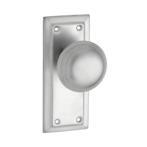 Door Knob Richmond Latch Pair Satin Chrome H125xW50xP62mm in Satin Chrome