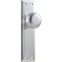 Door Knob Richmond Latch Pair Satin Chrome H200xW50xP62mm in Satin Chrome