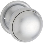 Door Knob Milled Edge Round Rose Pair Satin Chrome D45xP46mm BP45mm in Satin Chrome