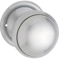 Door Knob Milled Edge Round Rose Pair Satin Chrome D45xP46mm BP45mm in Satin Chrome