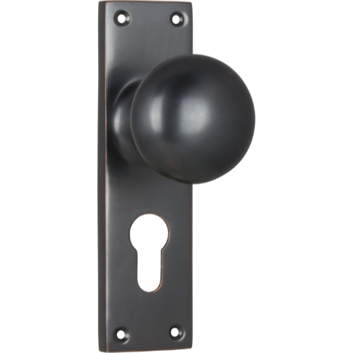 Door Knob Victorian Euro Pair Antique Copper H152xW42xP75mm in Antique Copper