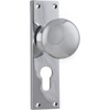 Door Knob Victorian Euro Pair Chrome Plated H152xW42xP75mm in Chrome Plated