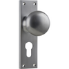Door Knob Victorian Euro Pair Satin Chrome H152xW42xP75mm in Satin Chrome
