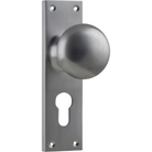 Door Knob Victorian Euro Pair Satin Chrome H152xW42xP75mm in Satin Chrome