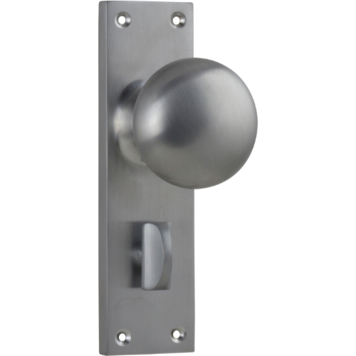 Door Knob Victorian Privacy Pair Satin Chrome H152xW42xP75mm in Satin Chrome