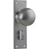 Door Knob Victorian Privacy Pair Satin Chrome H152xW42xP75mm in Satin Chrome