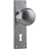 Door Knob Victorian Lock Pair Satin Chrome H152xW42xP75mm in Satin Chrome