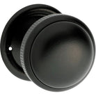 Door Knob Milled Edge Round Rose Pair Matt Black D45xP46mm BP45mm in Matt Black