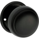Door Knob Milled Edge Round Rose Pair Matt Black D52xP48mm BP52mm in Matt Black