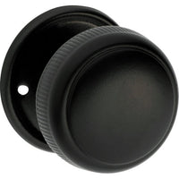 Door Knob Milled Edge Round Rose Pair Matt Black D52xP48mm BP52mm in Matt Black