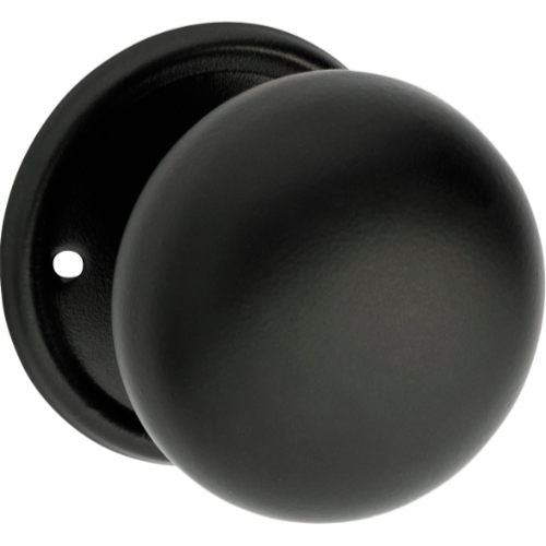 Door Knob Plain Round Rose Pair Matt Black D54xP53mm BP54mm in Matt Black