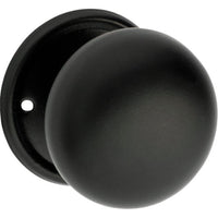Door Knob Plain Round Rose Pair Matt Black D54xP53mm BP54mm in Matt Black
