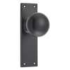 Door Knob Victorian Latch Pair Matt Black H152xW42xP75mm in Matt Black