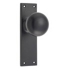 Door Knob Victorian Latch Pair Matt Black H152xW42xP75mm in Matt Black