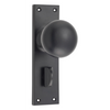 Door Knob Victorian Privacy Pair Matt Black H152xW42xP75mm in Matt Black