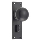 Door Knob Victorian Privacy Pair Matt Black H152xW42xP75mm in Matt Black