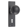 Door Knob Victorian Lock Pair Matt Black H152xW42xP75mm in Matt Black