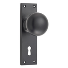 Door Knob Victorian Lock Pair Matt Black H152xW42xP75mm in Matt Black