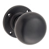 Door Knob Victorian Round Rose Pair Matt Black D54xP65mm BP57mm in Matt Black