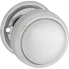 Door Knob Milled Edge Round Rose Pair Chrome Plated D52xP48mm BP52mm in Chrome Plated