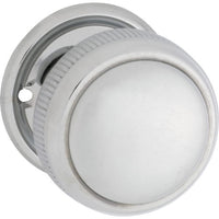 Door Knob Milled Edge Round Rose Pair Chrome Plated D52xP48mm BP52mm in Chrome Plated