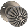 Door Knob Iron Fluted Round Rose Pair Polished Metal D55xP76mm BP60mm in Polished Metal