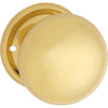 Door Knob Plain Round Rose Pair Polished Brass D54xP53mm BP54mm in Polished Brass