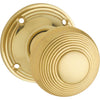Door Knob Reeded Mortice Pair Polished Brass D51xP81mm BP60mm in Polished Brass