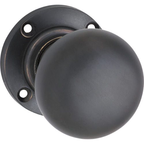 Door Knob Victorian Round Rose Pair Antique Copper D54xP65mm BP57mm in Antique Copper