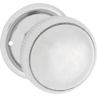 Door Knob Milled Edge Round Rose Pair Chrome Plated D45xP46mm BP45mm in Chrome Plated