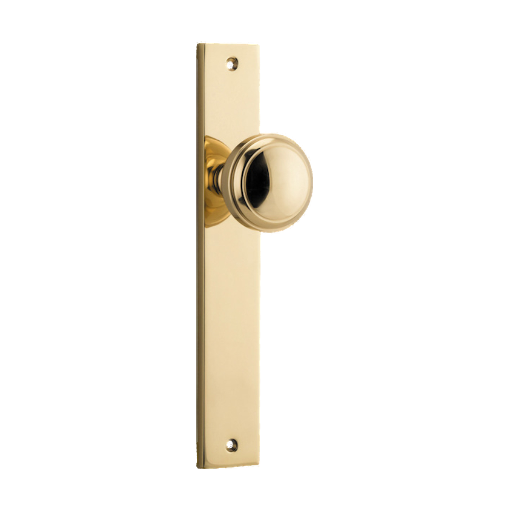 Door Knob Paddington Rectangular Latch Polished Brass H240xW38xP68mm in Polished Brass
