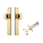 Pair of Iver Paddington knobs on rectangular backplates, modern architectural hardware in polished finish, shown on a plain background.