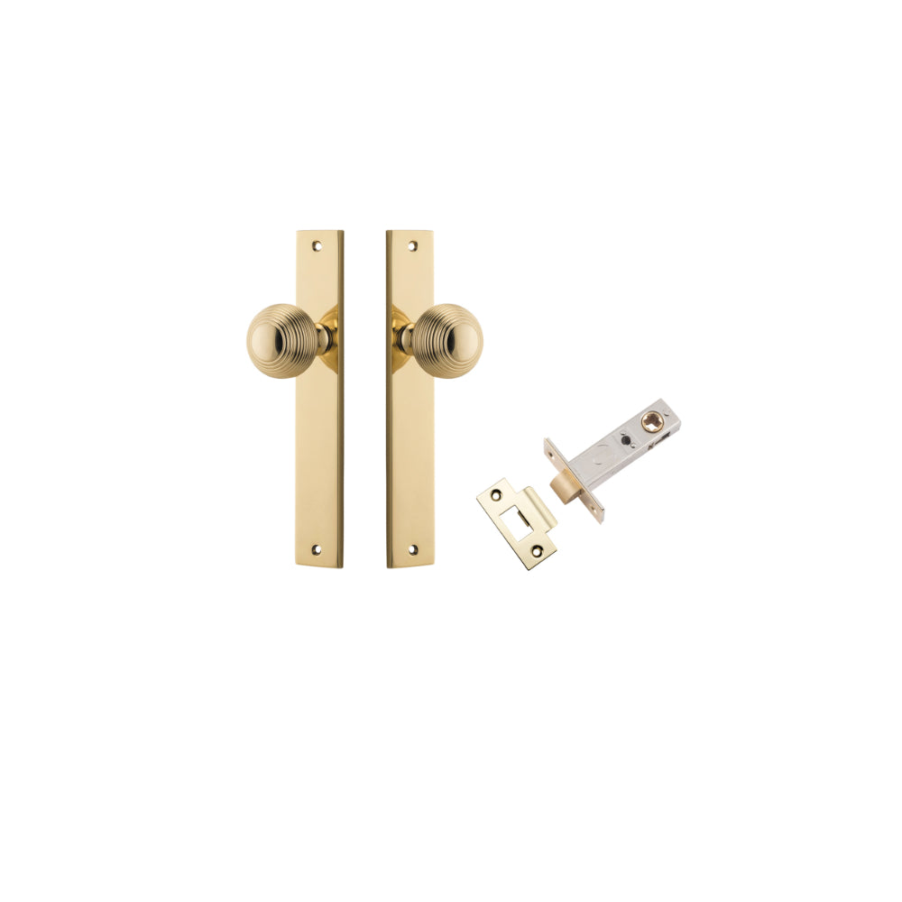 Door Knob Guildford Rectangular Latch Polished Brass H240xW38xP60mm Passage Kit Tube Latch Split Cam 'T' Striker Polished Brass Backset 60mm in Polished Brass