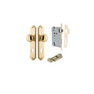 Door Knob Cambridge Shouldered Euro Polished Brass CTC85mm H240xW50xP67mm Entrance Kit, Mortice Lock Euro Polished Brass CTC85mm Backset 60mm, Euro Cylinder Key Thumb 6 Pin Polished Brass L70mm KA1 in Polished Brass