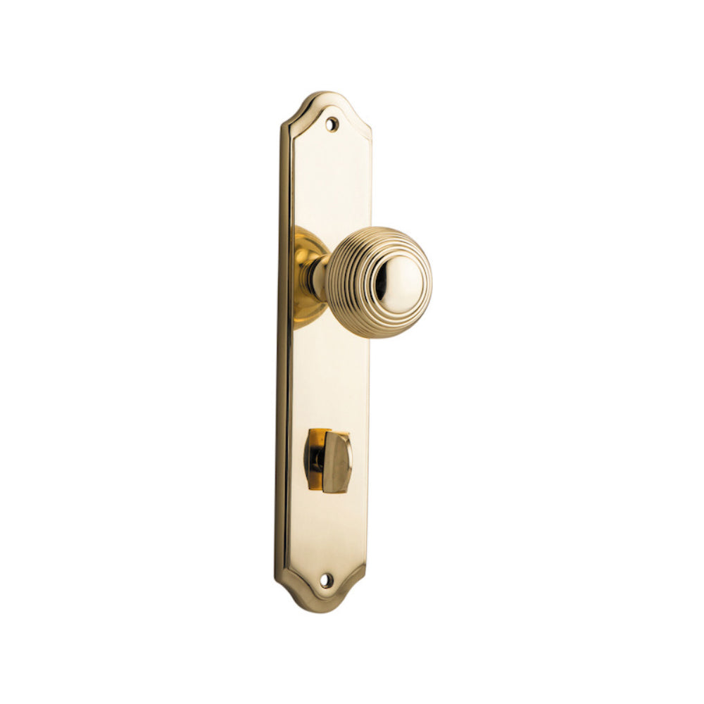 Door Knob Guildford Shouldered Privacy Polished Brass CTC85mm H240xW50xP60mm in Polished Brass
