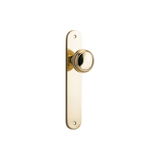 Door Knob Paddington Oval Latch Polished Brass H240xW50xP68mm in Polished Brass