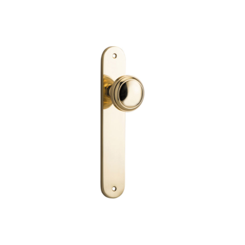 Door Knob Paddington Oval Latch Polished Brass H240xW50xP68mm in Polished Brass