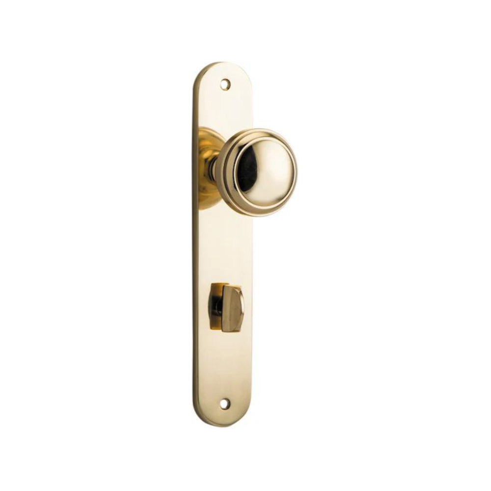 Door Knob Paddington Oval Privacy Polished Brass CTC85mm H240xW40xP68mm in Polished Brass