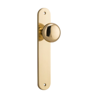 Door Knob Cambridge Oval Latch Polished Brass H240xW40xP67mm in Polished Brass